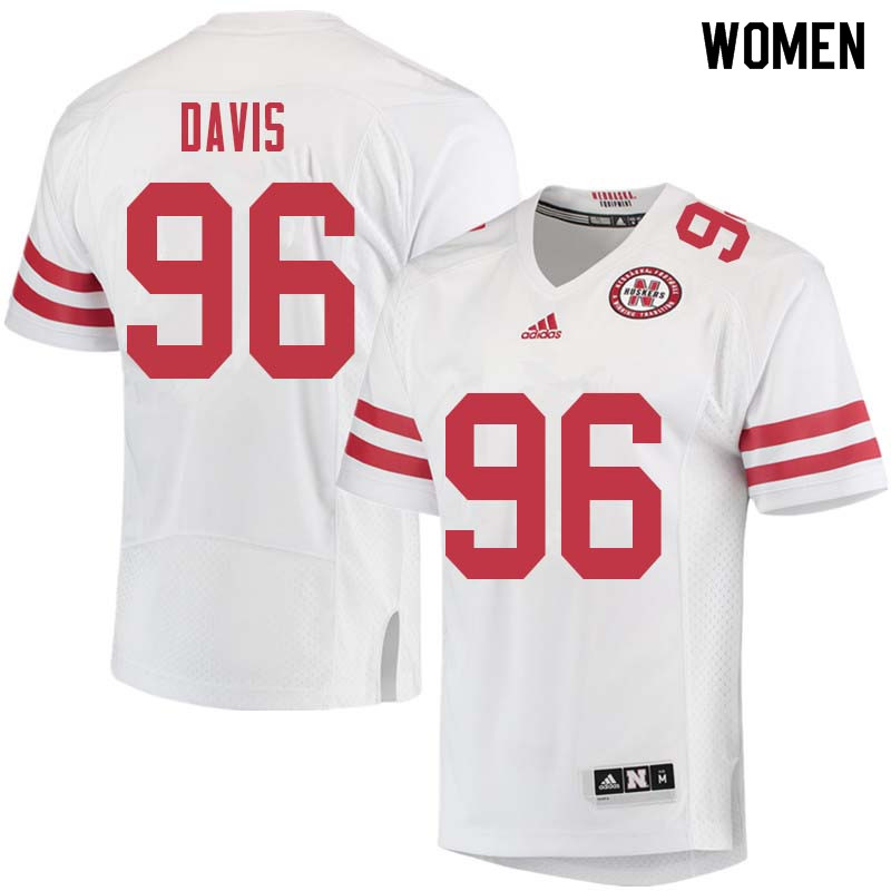 Women #96 Carlos Davis Nebraska Cornhuskers College Football Jerseys Sale-White - Click Image to Close